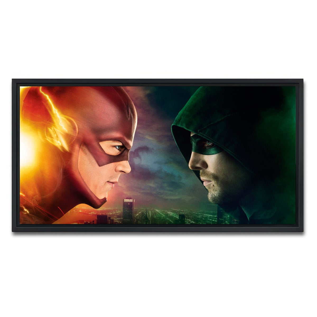 AUTO-MOCKUP WHITE | Flash vs. Arrow | 1 Piece | Black Framed Canvas | group=2x1