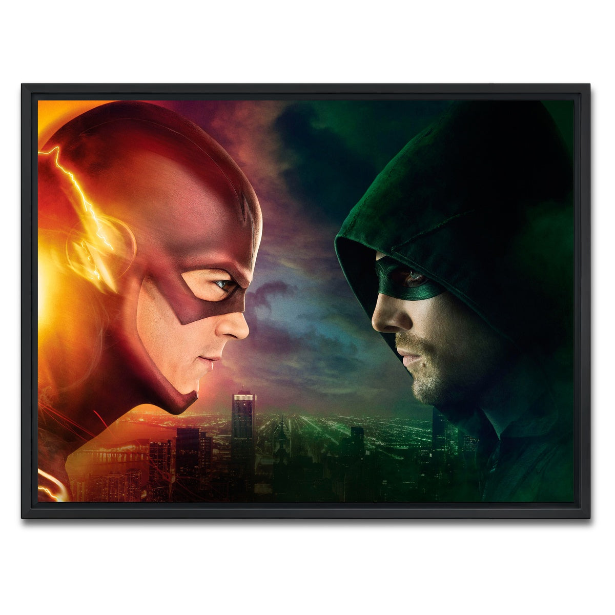 AUTO-MOCKUP WHITE | Flash vs. Arrow | 1 Piece | Black Framed Canvas | group=4x3