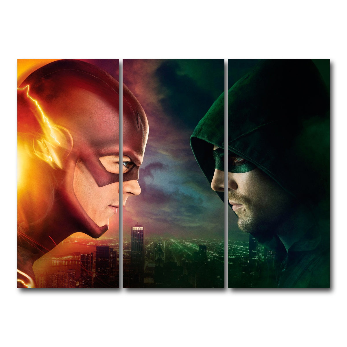 AUTO-MOCKUP WHITE | Flash vs. Arrow | 3 Piece | Gallery Wrap Canvas | group=8x18