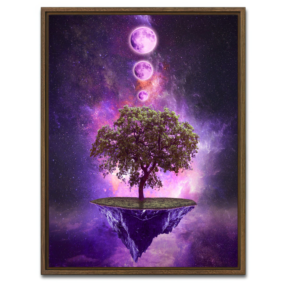 AUTO-MOCKUP WHITE | Floating Island In Space | 1 Piece | Walnut Framed Canvas | group=3x4
