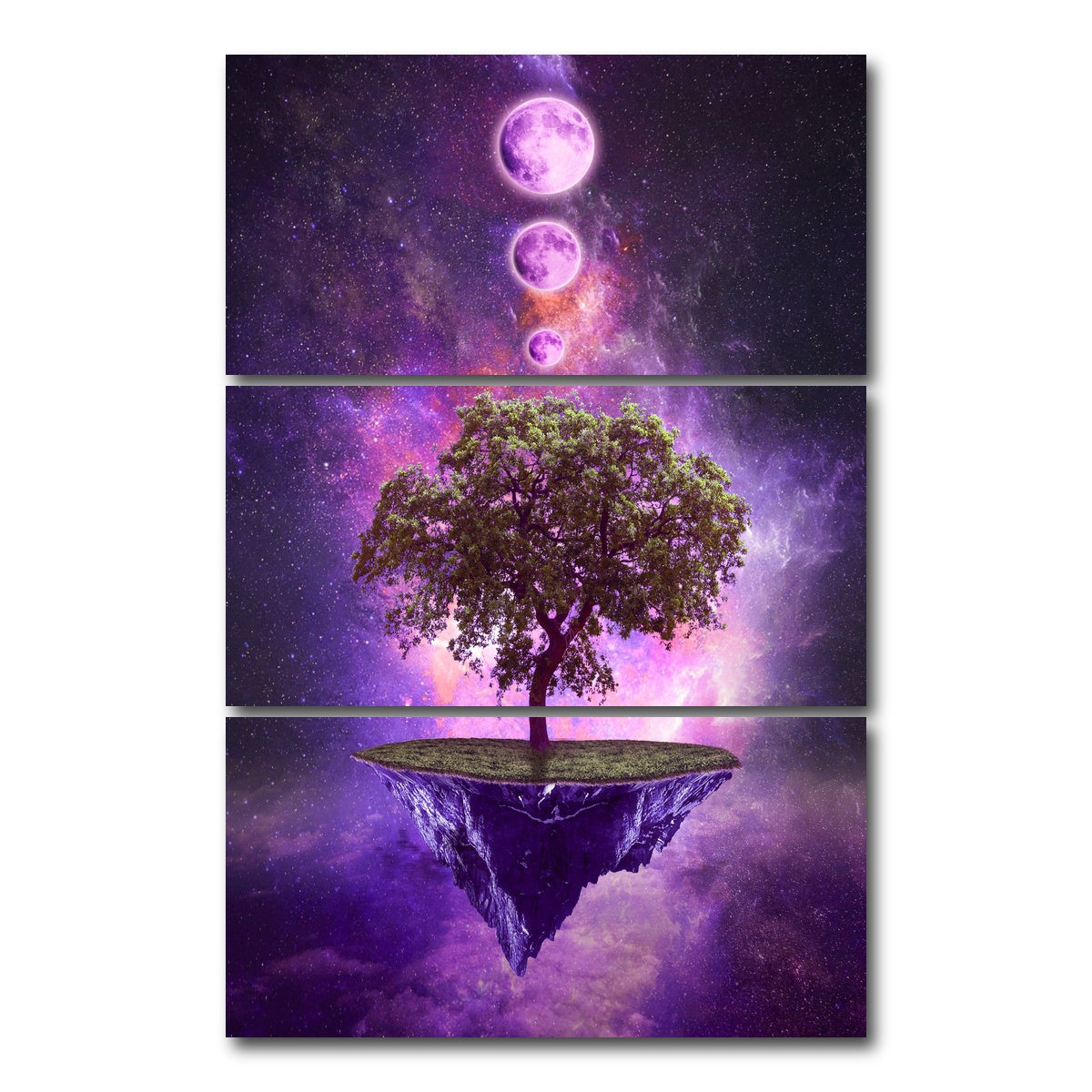 AUTO-MOCKUP WHITE | Floating Island In Space | 3 Piece | Gallery Wrap Canvas | group=12x24_stacked