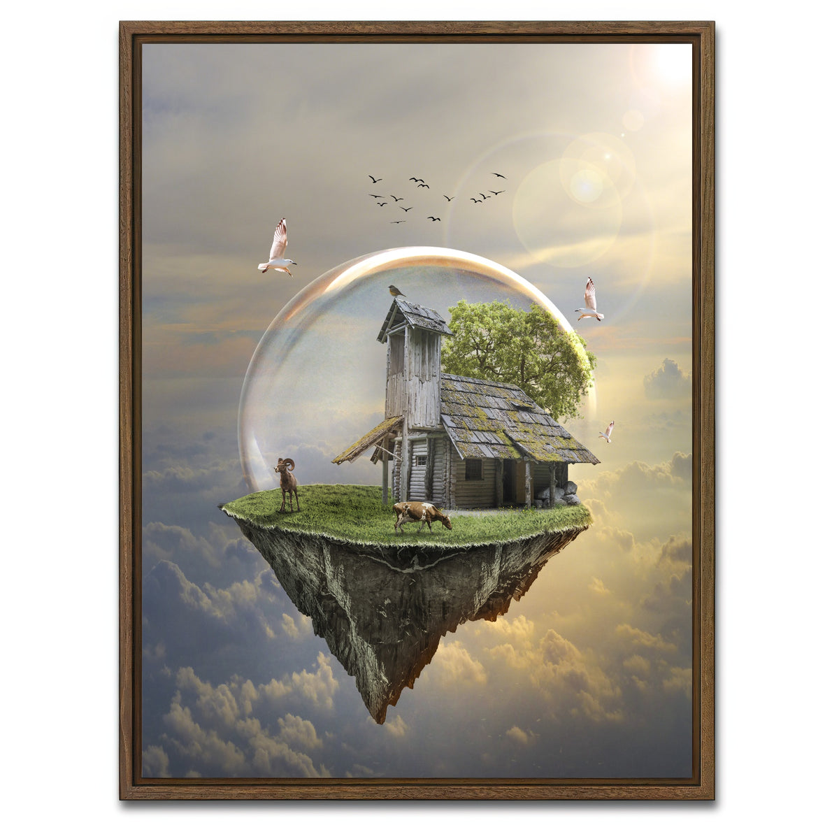 AUTO-MOCKUP WHITE | Floating Island | 1 Piece | Walnut Framed Canvas | group=3x4