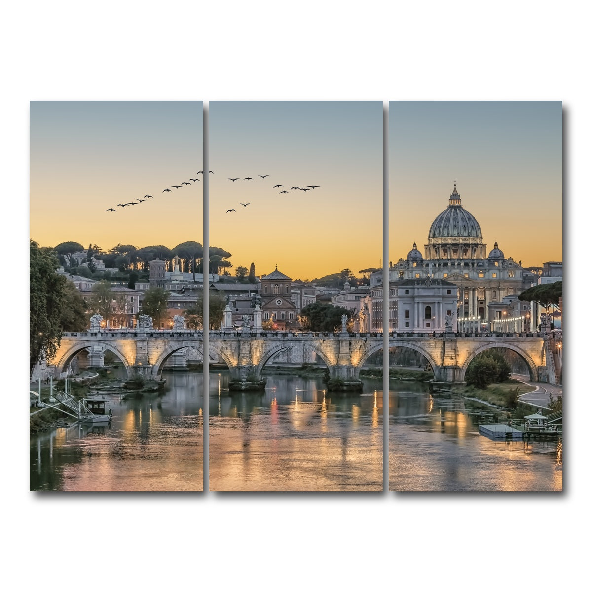 AUTO-MOCKUP WHITE | Flock Of Birds | 3 Piece | Gallery Wrap Canvas | group=8x18