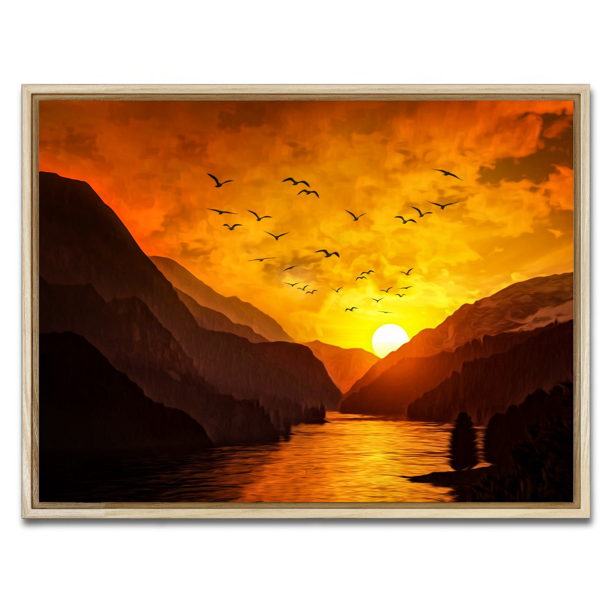 AUTO-MOCKUP WHITE | Flock at Sunset | 1 Piece | Natural Framed Canvas | group=4x3