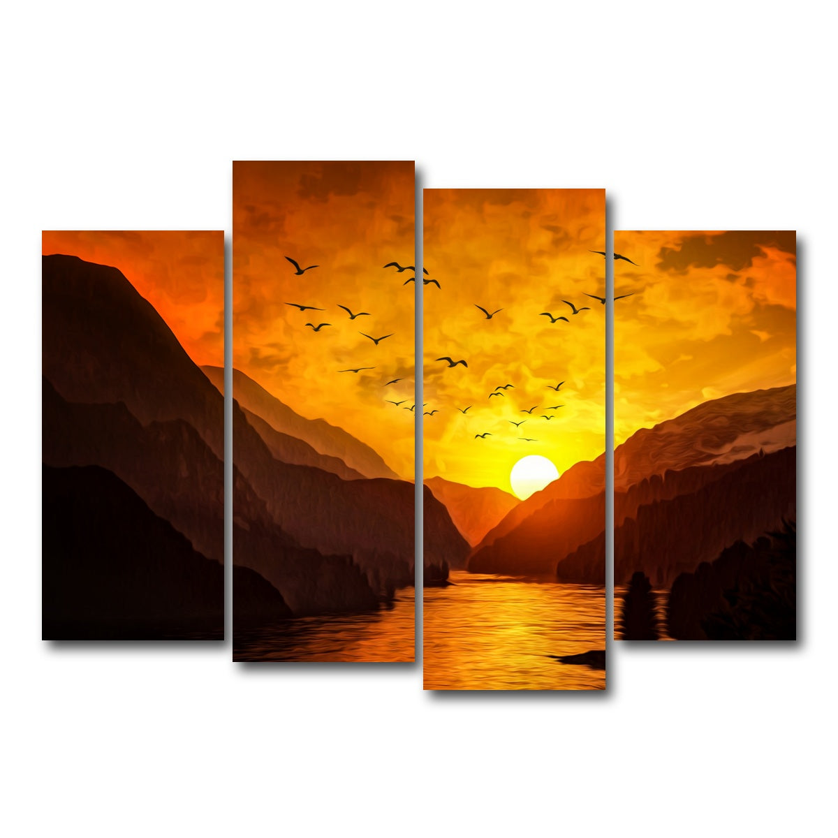 AUTO-MOCKUP WHITE | Flock at Sunset | 4 Piece | Gallery Wrap Canvas | group=4_normal