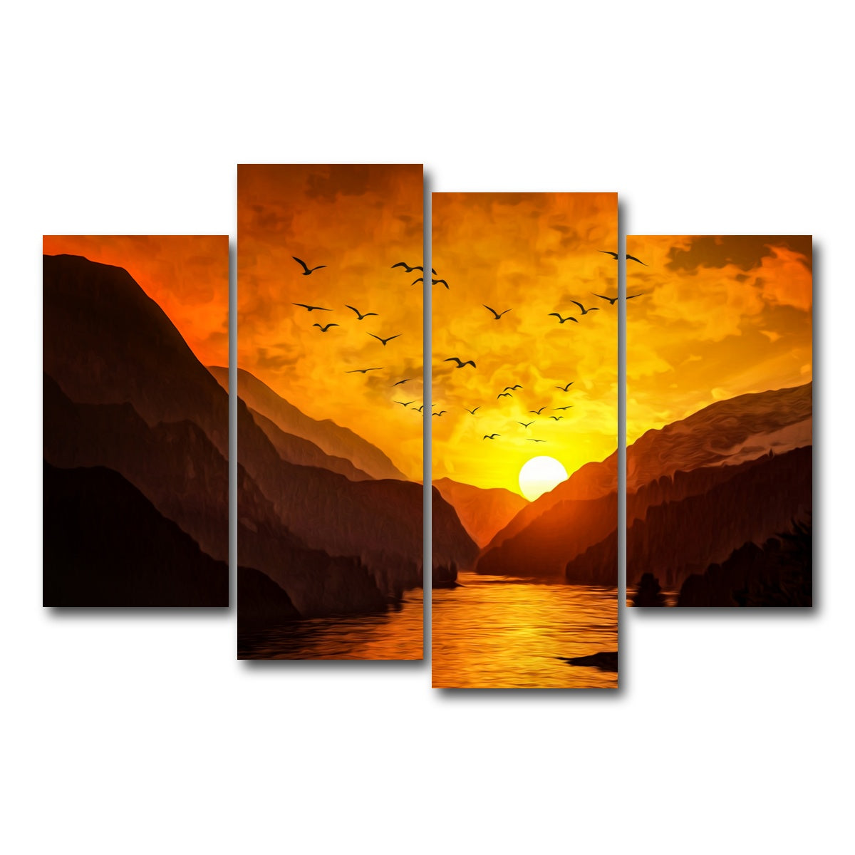 AUTO-MOCKUP WHITE | Flock at Sunset | 4 Piece | Gallery Wrap Canvas | group=4_short