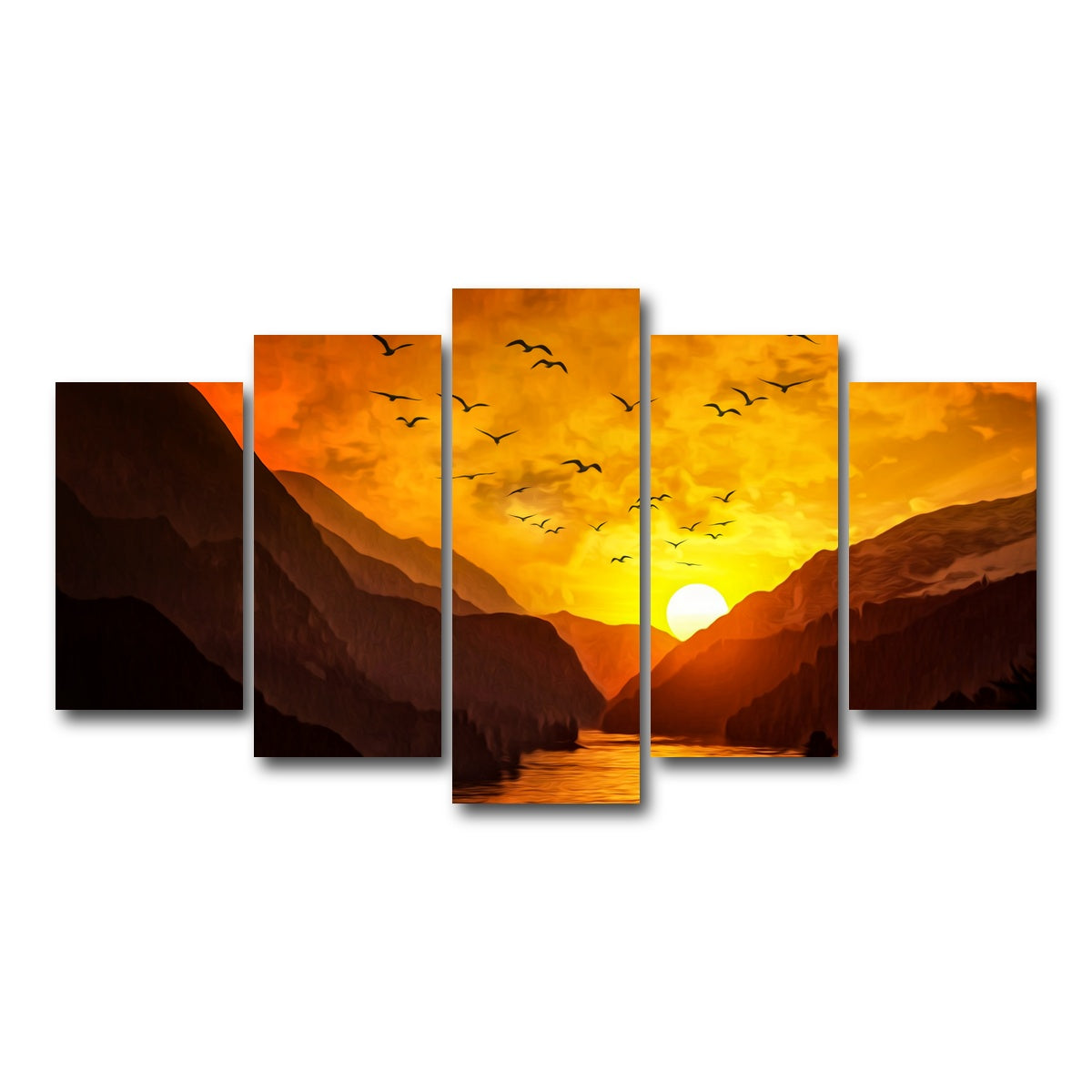 AUTO-MOCKUP WHITE | Flock at Sunset | 5 Piece | Gallery Wrap Canvas | group=5_normal