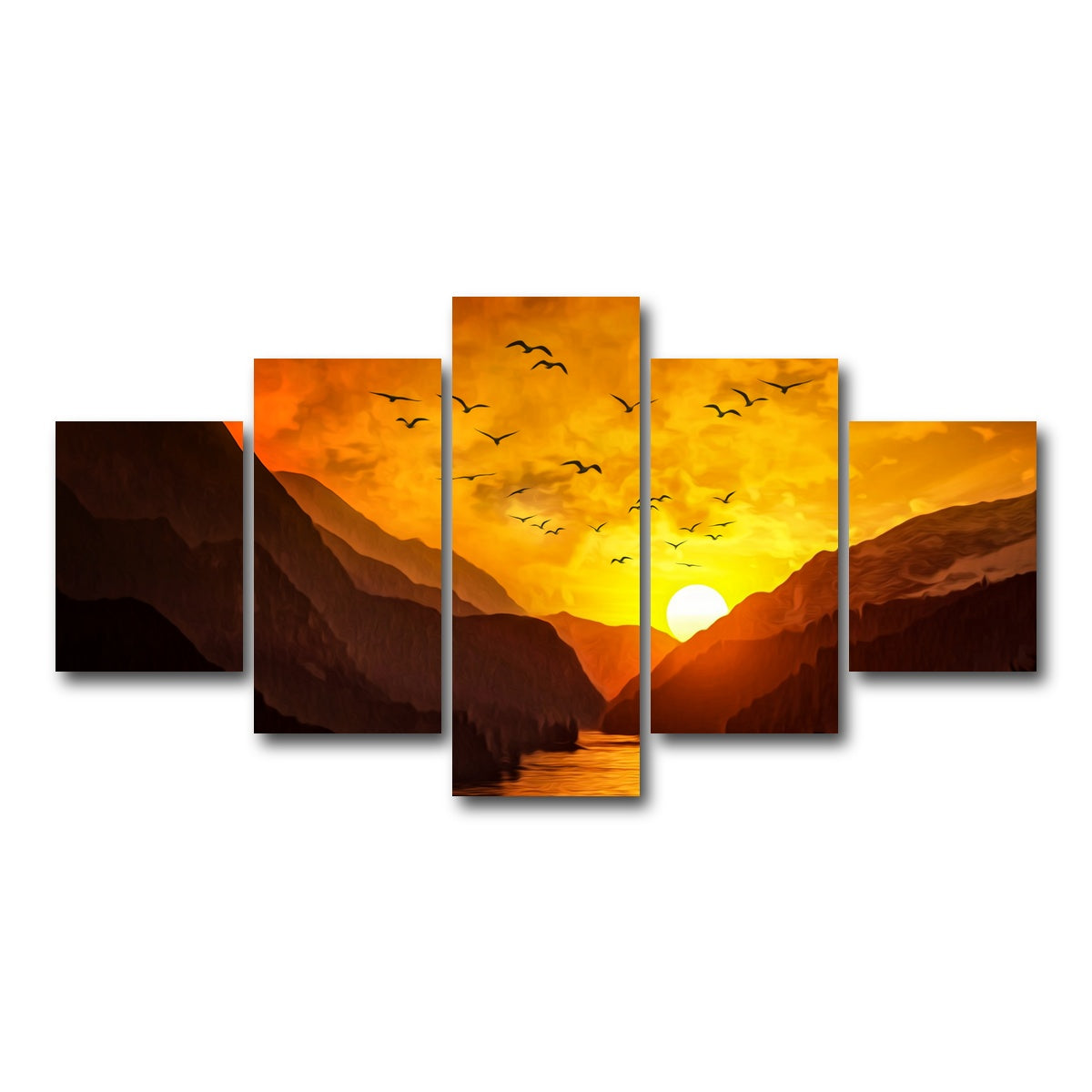 AUTO-MOCKUP WHITE | Flock at Sunset | 5 Piece | Gallery Wrap Canvas | group=5_short