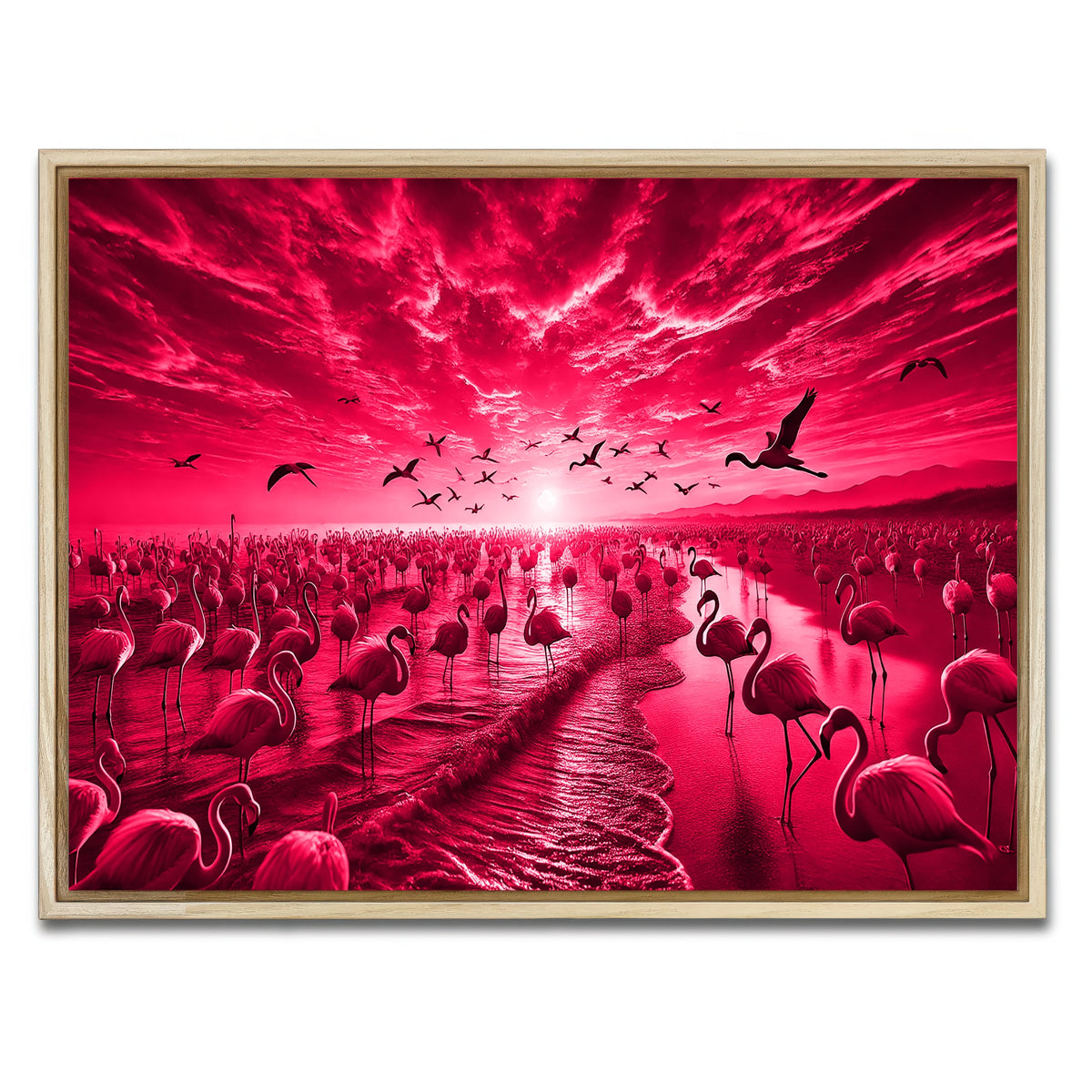 AUTO-MOCKUP WHITE | Flock of Flamingos | 1 Piece | Natural Framed Canvas | group=4x3