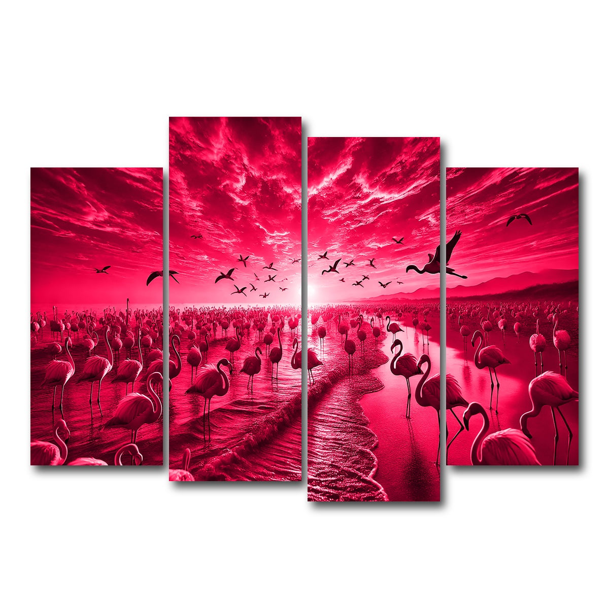 AUTO-MOCKUP WHITE | Flock of Flamingos | 4 Piece | Gallery Wrap Canvas | group=4_normal