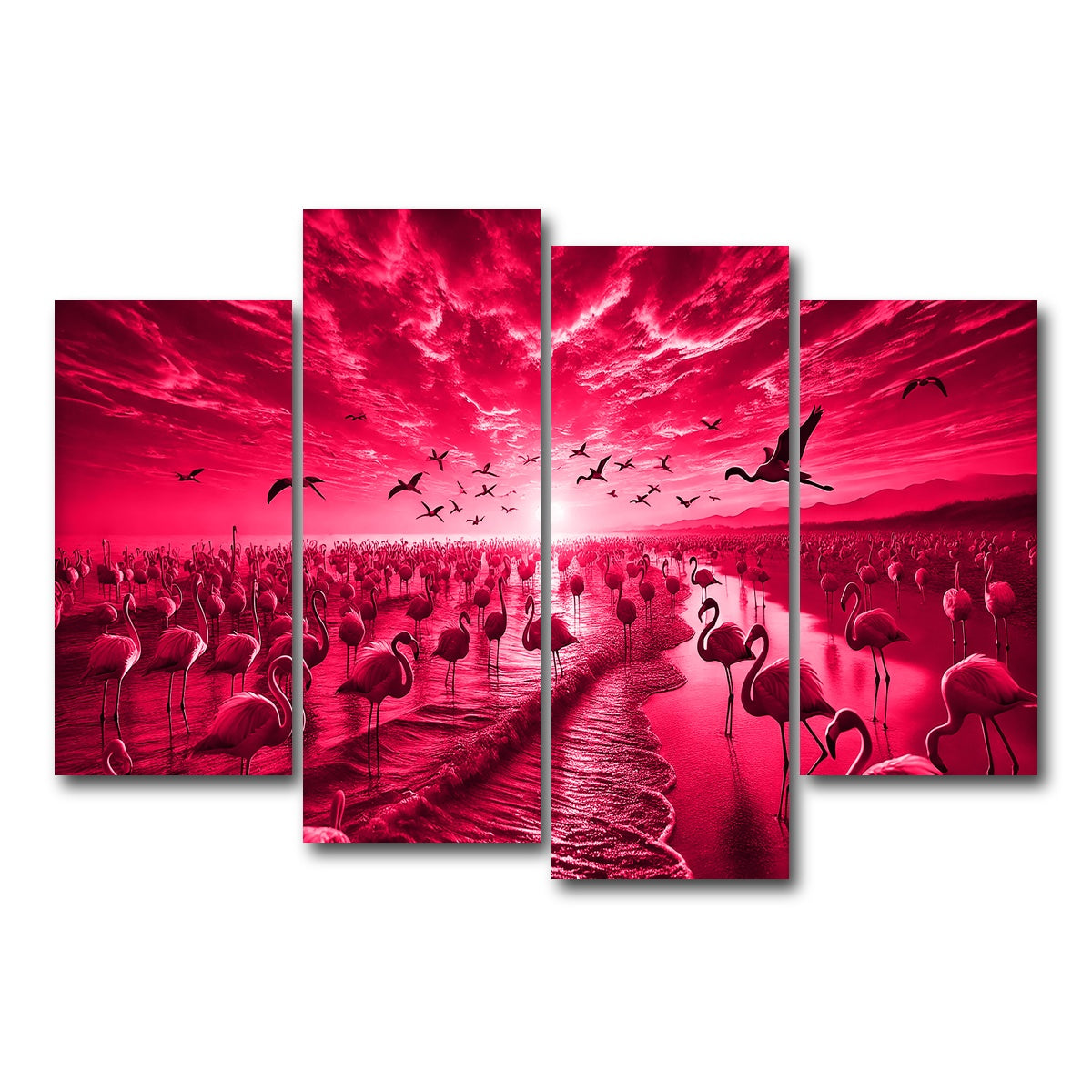 AUTO-MOCKUP WHITE | Flock of Flamingos | 4 Piece | Gallery Wrap Canvas | group=4_short