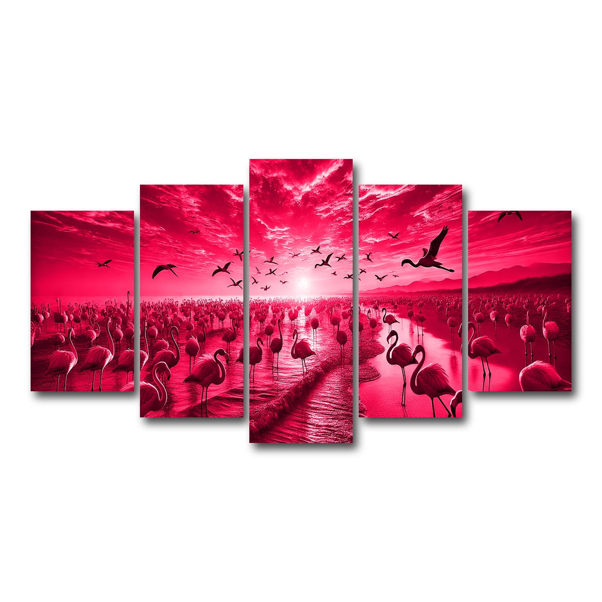 AUTO-MOCKUP WHITE | Flock of Flamingos | 5 Piece | Gallery Wrap Canvas | group=5_normal