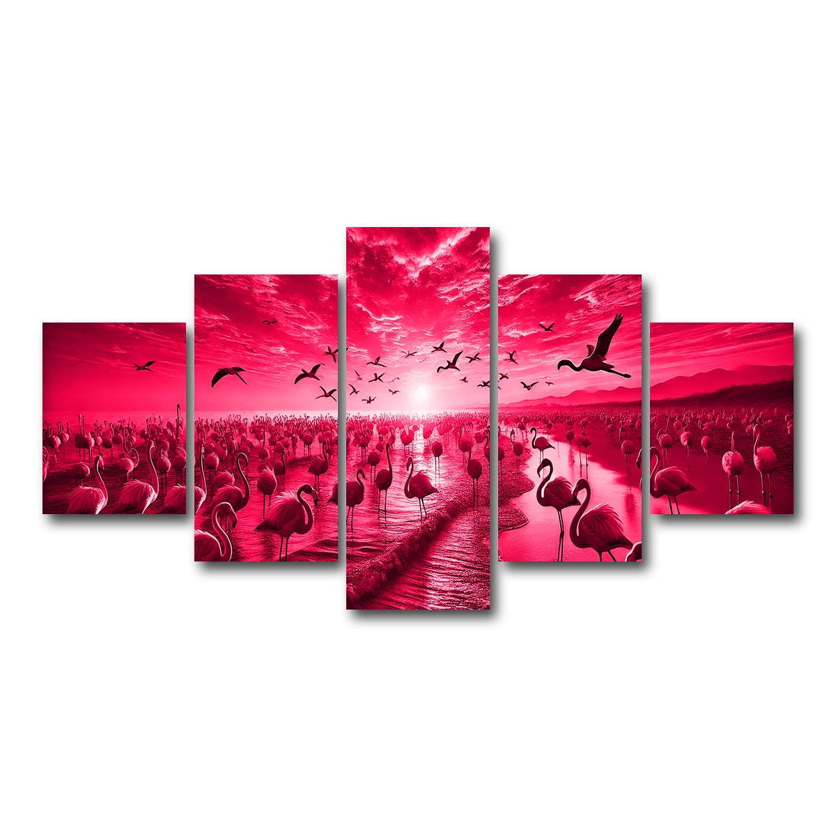 AUTO-MOCKUP WHITE | Flock of Flamingos | 5 Piece | Gallery Wrap Canvas | group=5_short