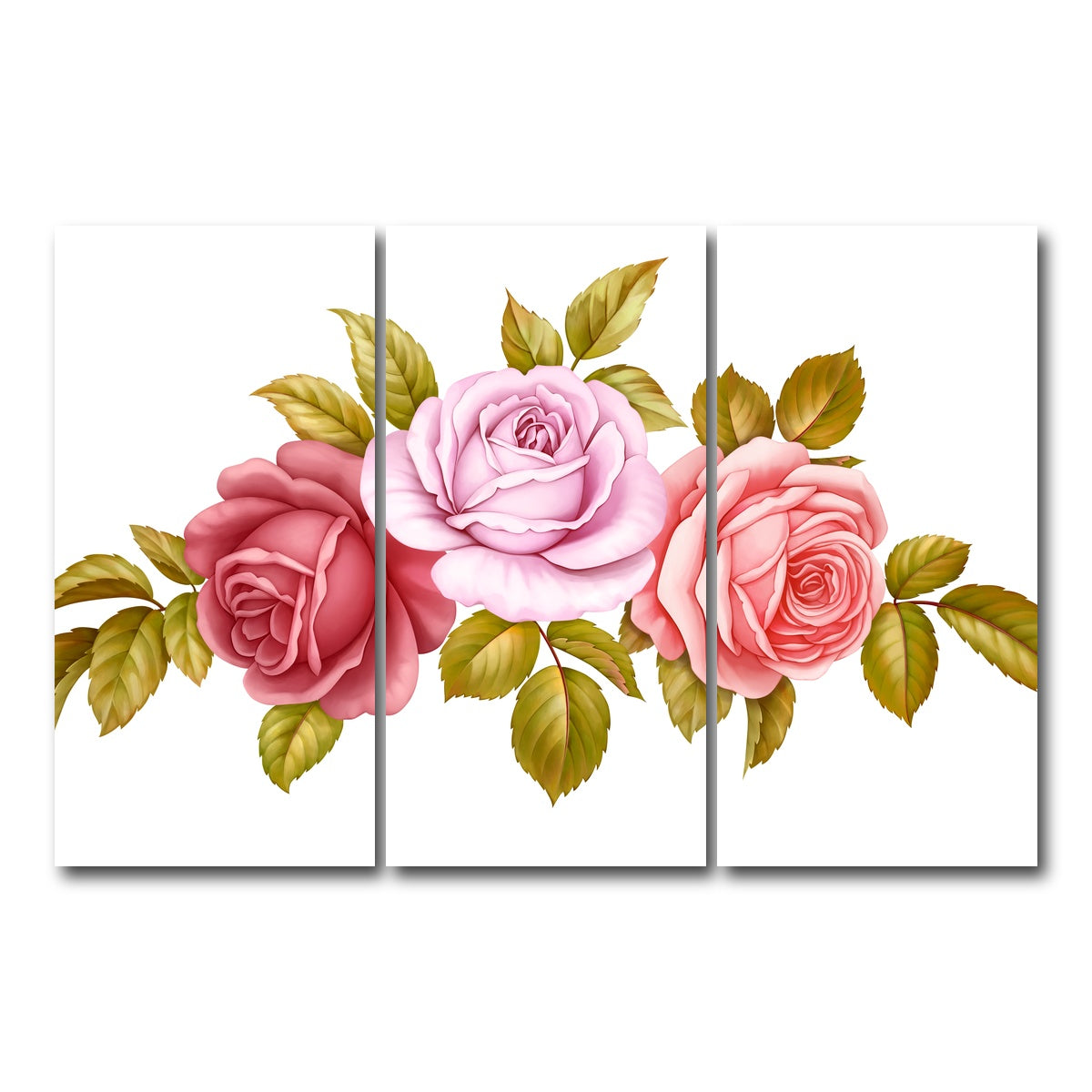 AUTO-MOCKUP WHITE | Floral Bouquet | 3 Piece | Gallery Wrap Canvas | group=12x24