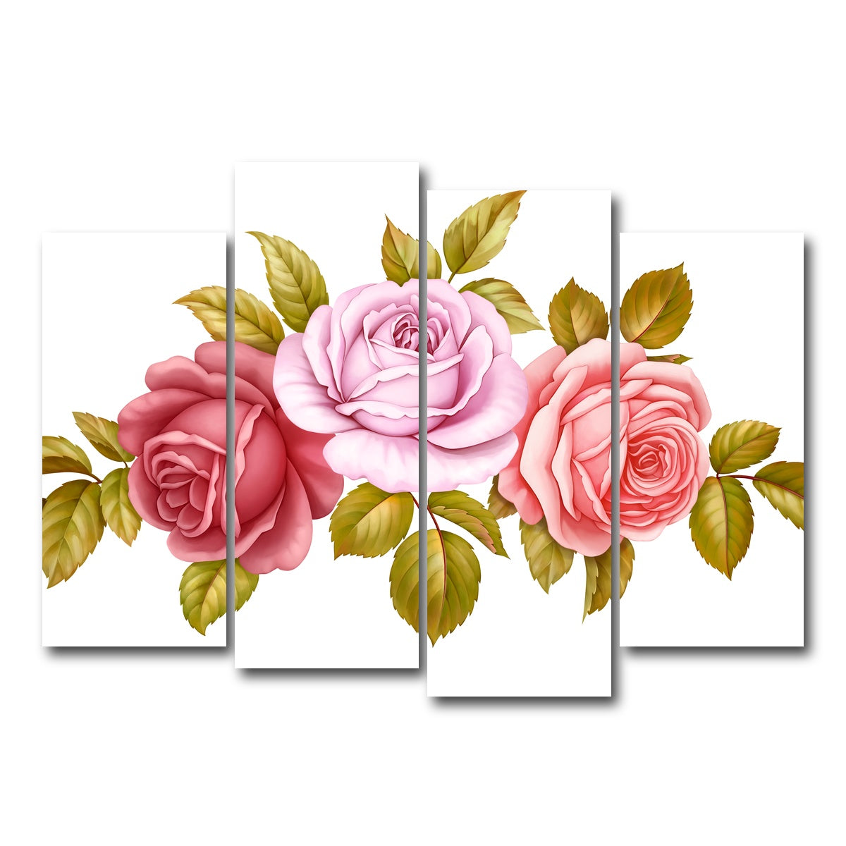 AUTO-MOCKUP WHITE | Floral Bouquet | 4 Piece | Gallery Wrap Canvas | group=4_normal