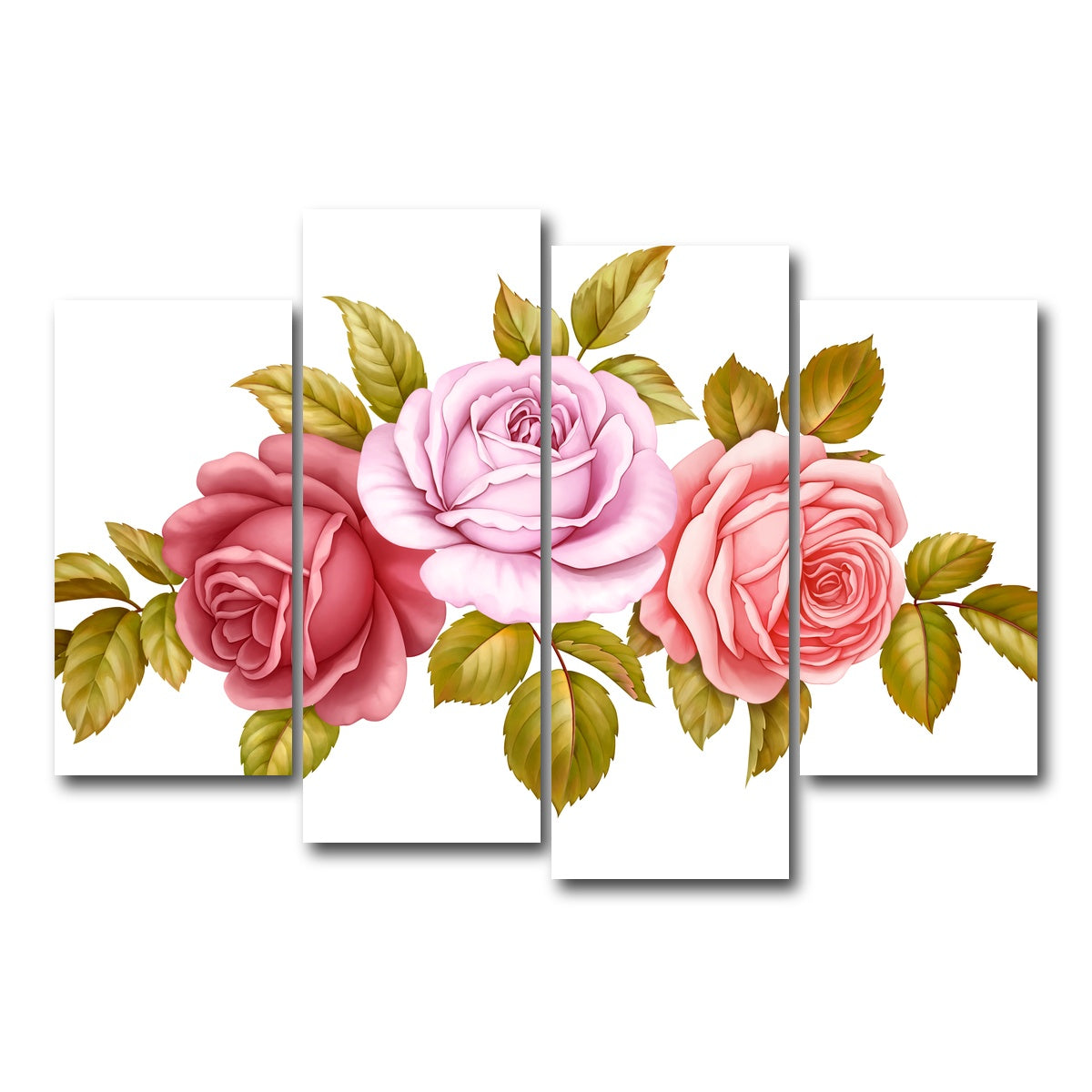 AUTO-MOCKUP WHITE | Floral Bouquet | 4 Piece | Gallery Wrap Canvas | group=4_short