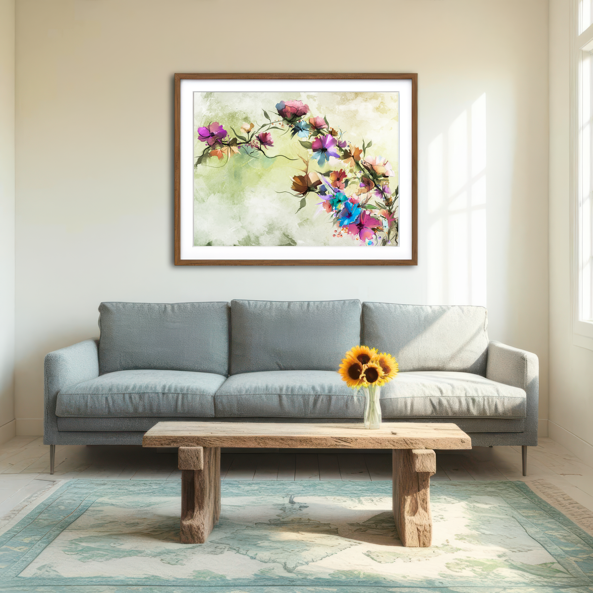 AUTO-MOCKUP ROOM | Floral Oil Painting Wall Art