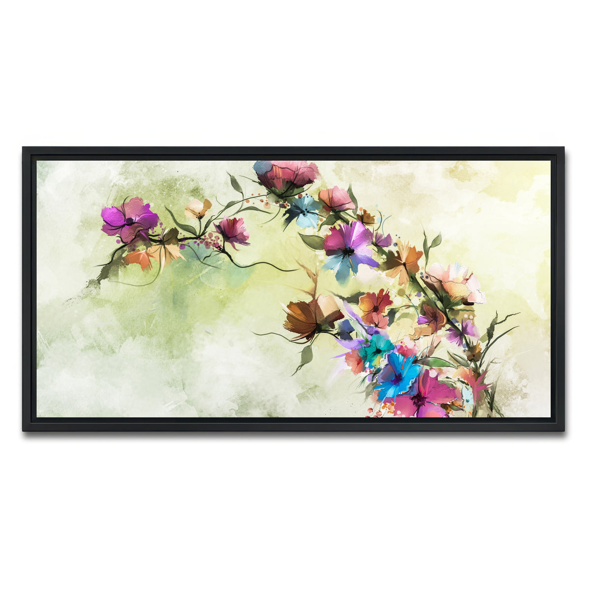 AUTO-MOCKUP WHITE | Floral oil painting | 1 Piece | Black Framed Canvas | group=2x1