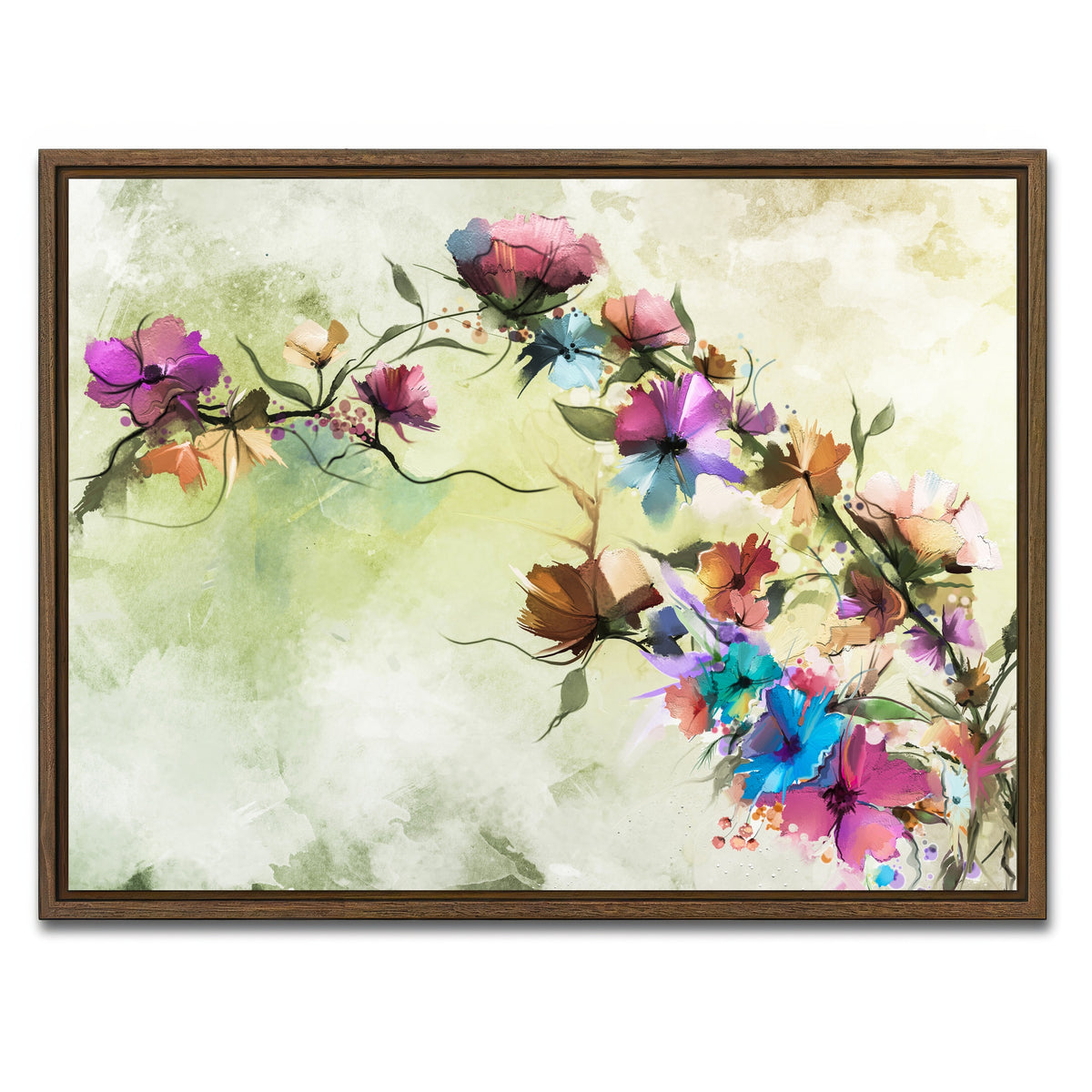 AUTO-MOCKUP WHITE | Floral oil painting | 1 Piece | Walnut Framed Canvas | group=4x3