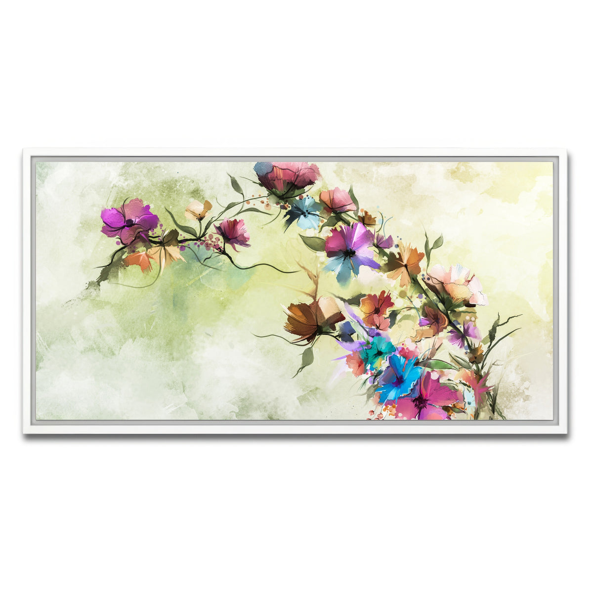 AUTO-MOCKUP WHITE | Floral oil painting | 1 Piece | White Framed Canvas | group=2x1