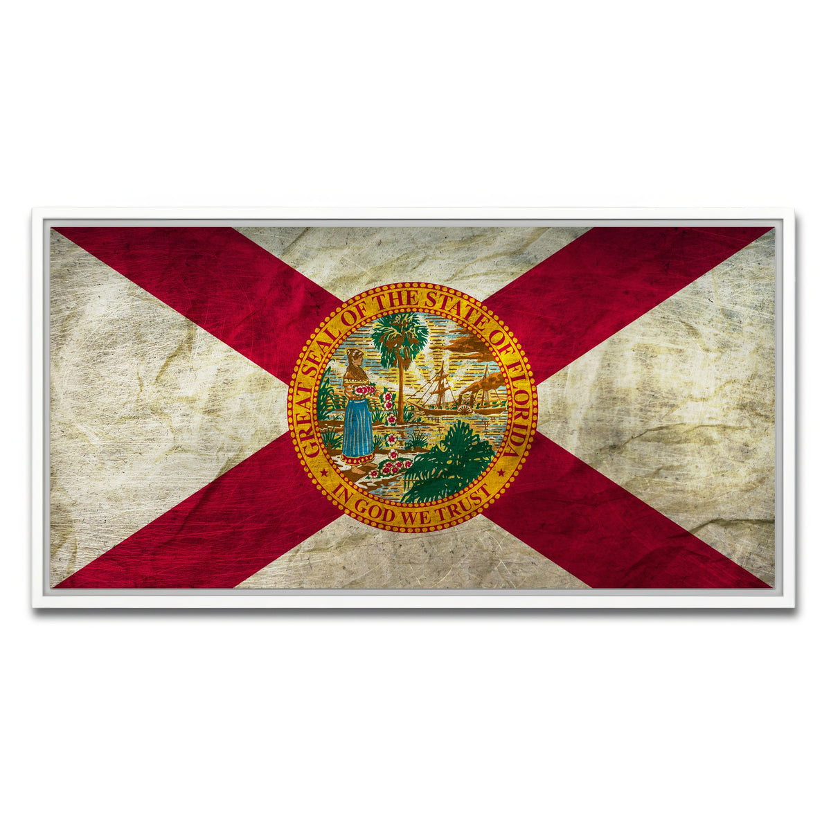 AUTO-MOCKUP WHITE | Florida Flag Grunge | 1 Piece | White Framed Canvas | group=2x1