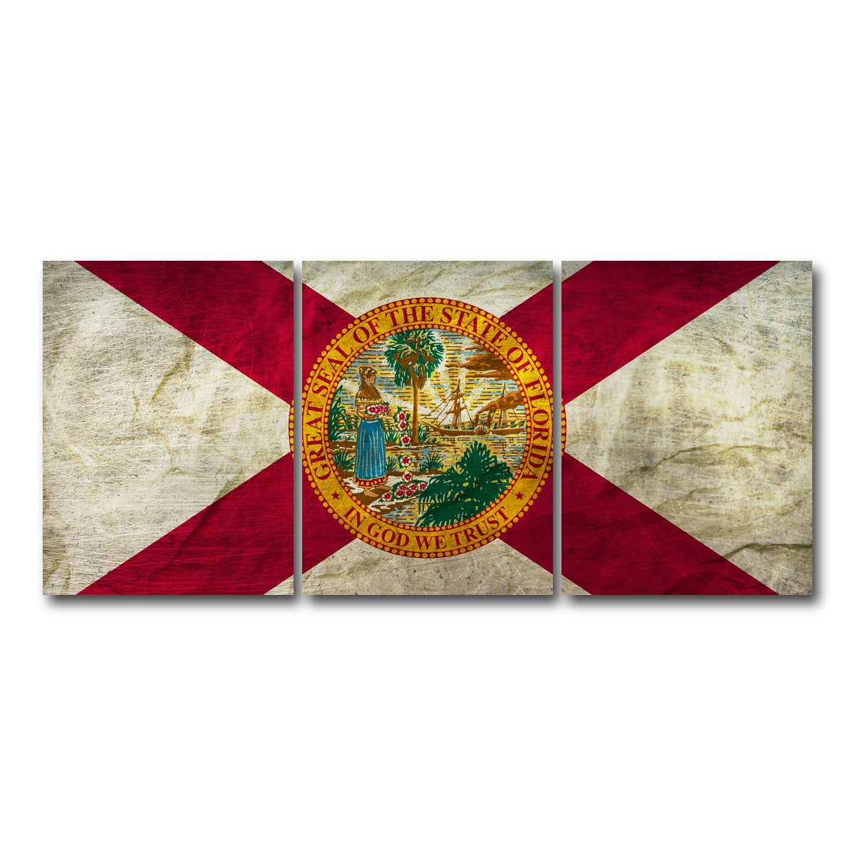 AUTO-MOCKUP WHITE | Florida Flag Grunge | 3 Piece | Gallery Wrap Canvas | group=18x24