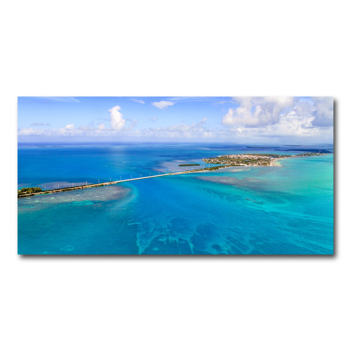 AUTO-MOCKUP WHITE | Florida Keys Aerial View with bridge | 1 Piece | Gallery Wrap Canvas | group=2x1