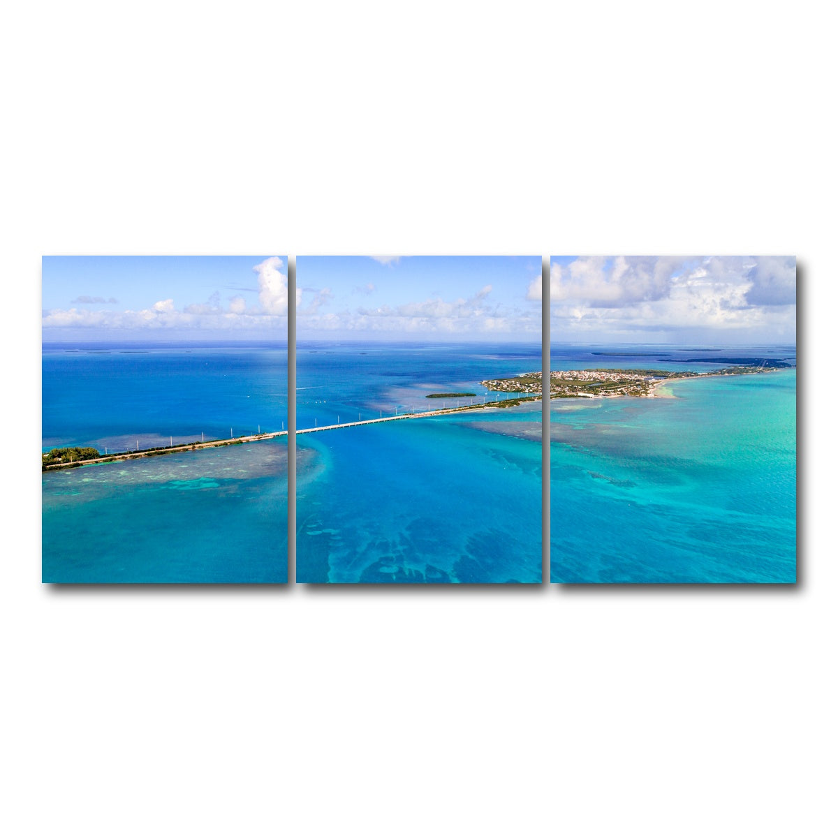 AUTO-MOCKUP WHITE | Florida Keys Aerial View with bridge | 3 Piece | Gallery Wrap Canvas | group=18x24