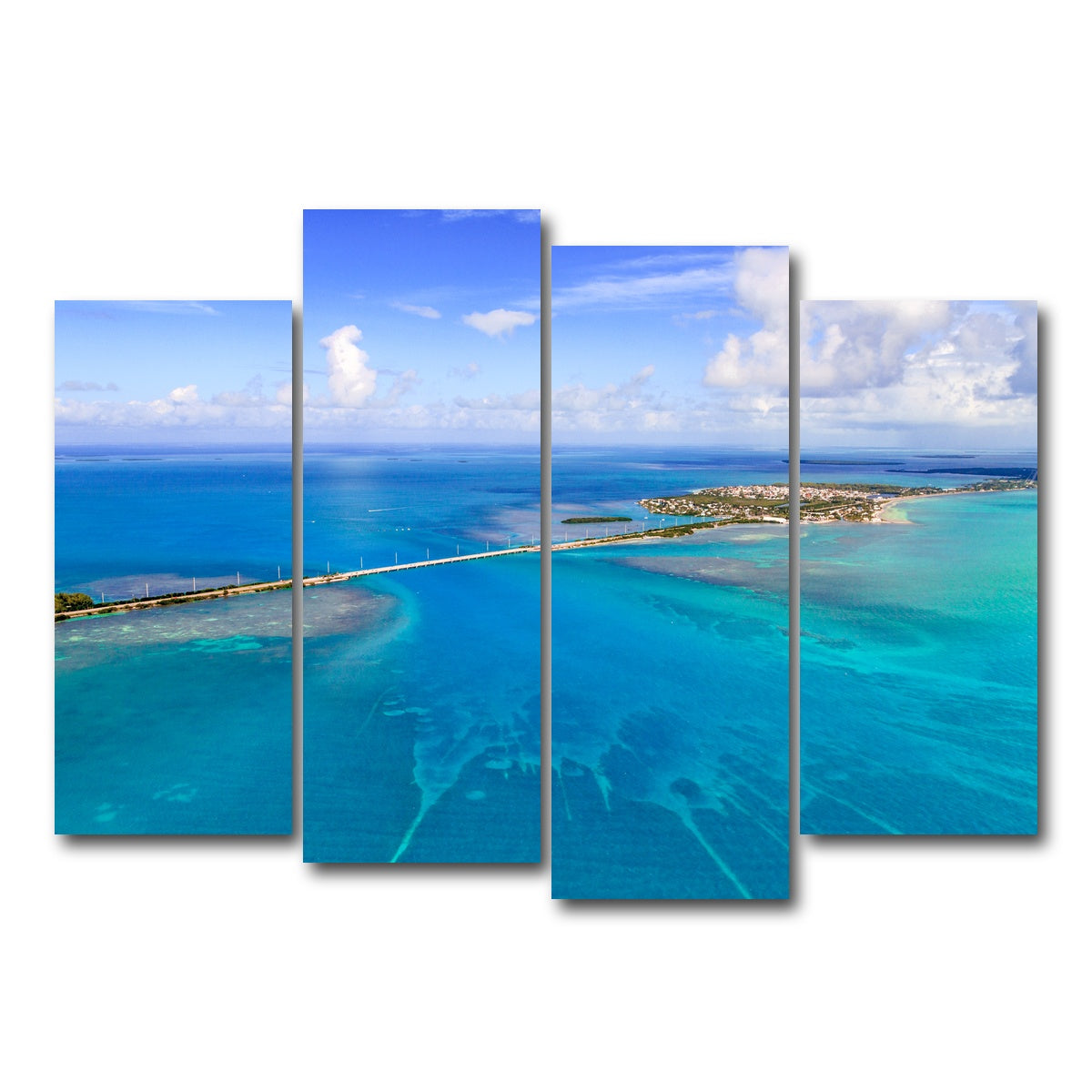 AUTO-MOCKUP WHITE | Florida Keys Aerial View with bridge | 4 Piece | Gallery Wrap Canvas | group=4_normal