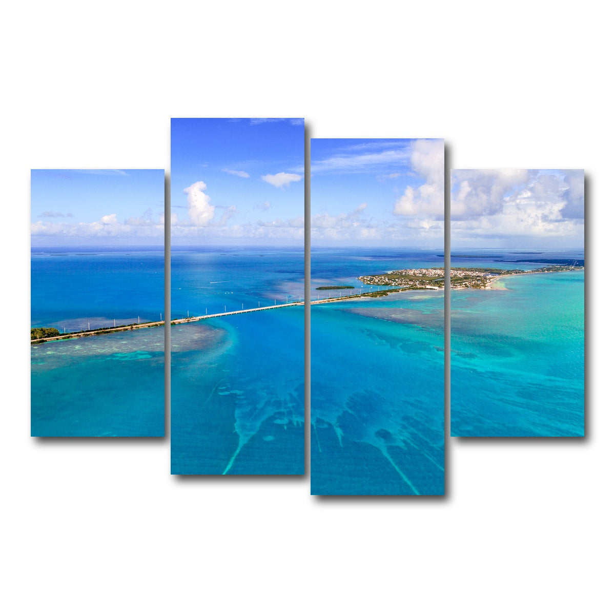 AUTO-MOCKUP WHITE | Florida Keys Aerial View with bridge | 4 Piece | Gallery Wrap Canvas | group=4_short