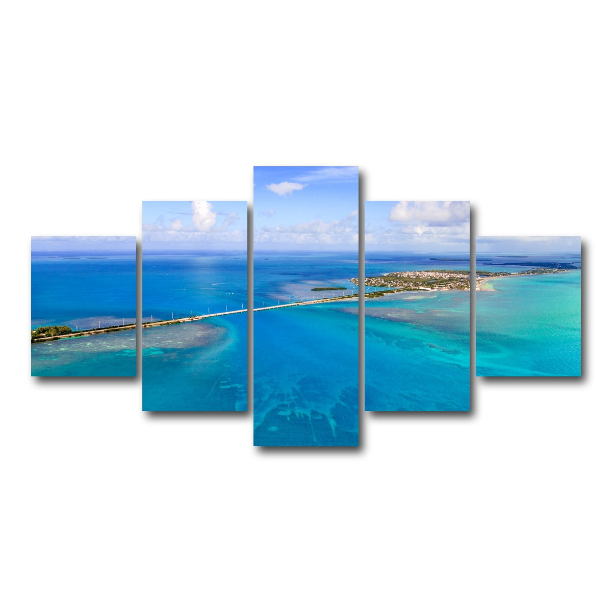 AUTO-MOCKUP WHITE | Florida Keys Aerial View with bridge | 5 Piece | Gallery Wrap Canvas | group=5_short