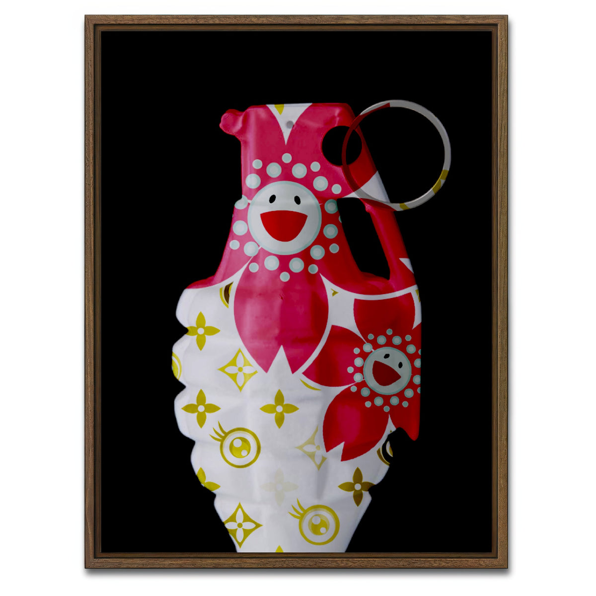 AUTO-MOCKUP WHITE | Flower Power Grenade | 1 Piece | Walnut Framed Canvas | group=3x4