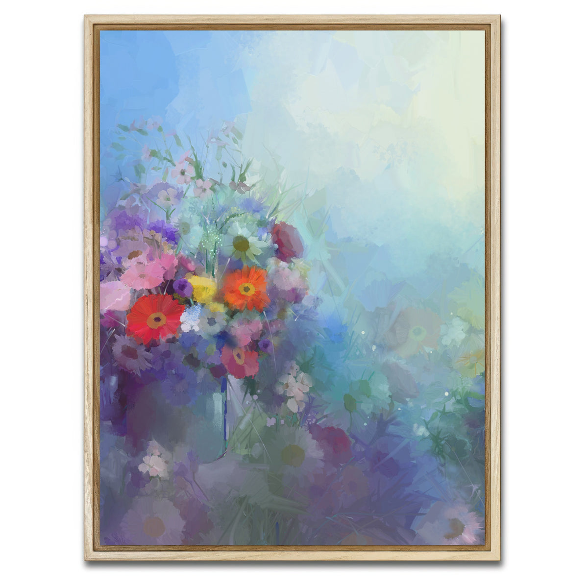 AUTO-MOCKUP WHITE | Flower oil painting | 1 Piece | Natural Framed Canvas | group=3x4