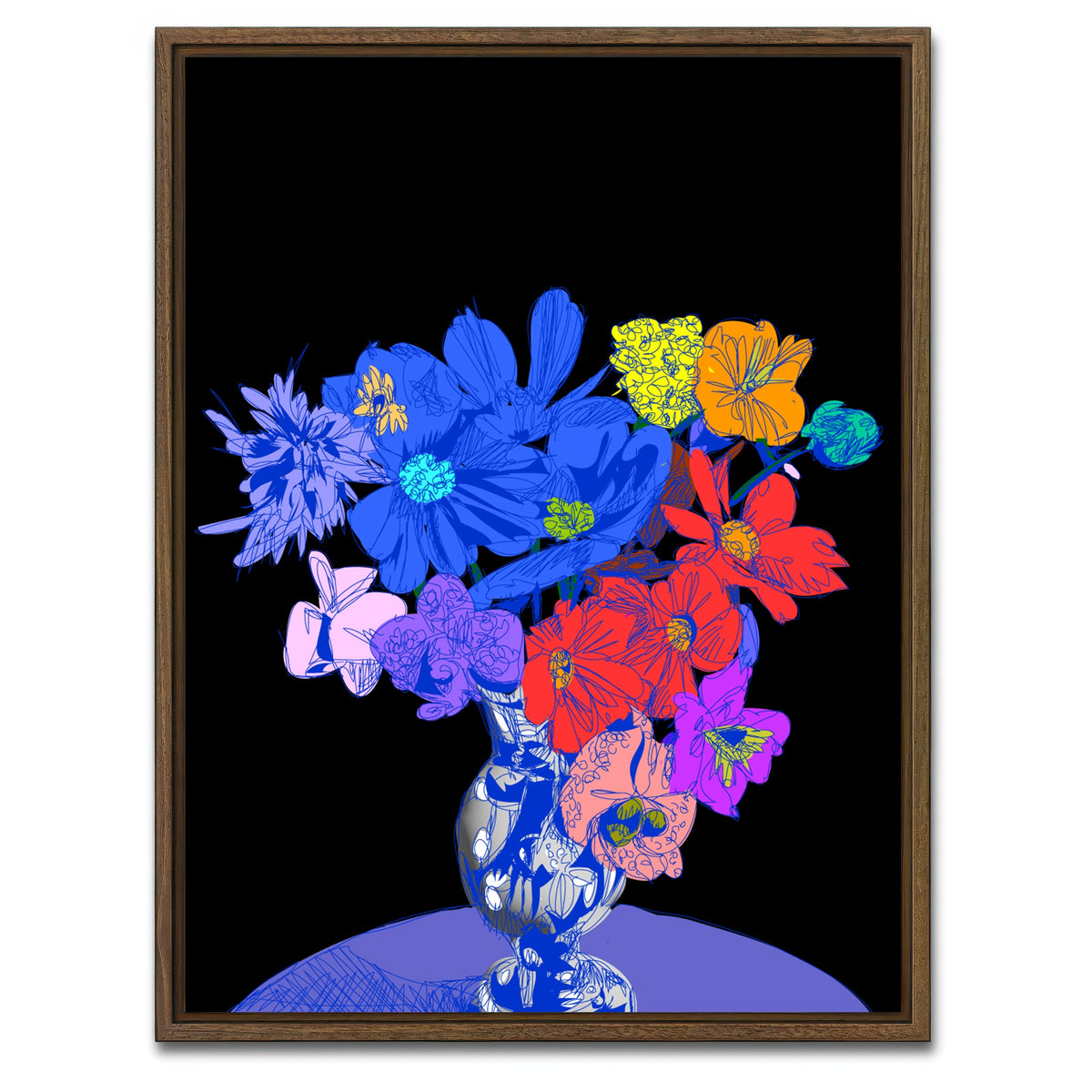 AUTO-MOCKUP WHITE | Flower vase | 1 Piece | Walnut Framed Canvas | group=3x4