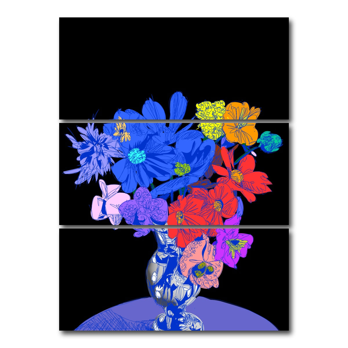 AUTO-MOCKUP WHITE | Flower vase | 3 Piece | Gallery Wrap Canvas | group=8x18_stacked