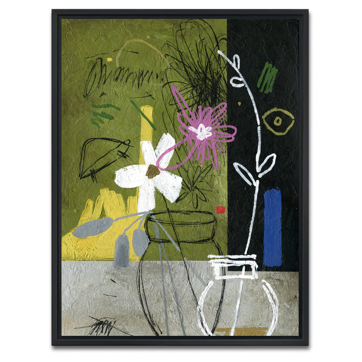 AUTO-MOCKUP WHITE | Flowers Abstract | 1 Piece | Black Framed Canvas | group=3x4