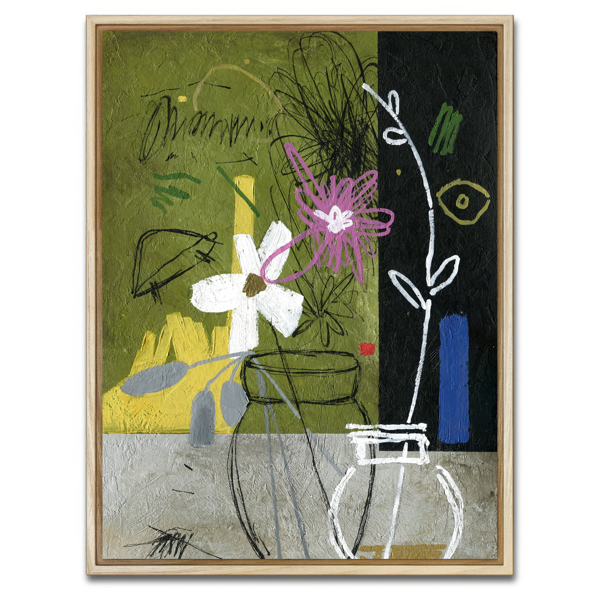 AUTO-MOCKUP WHITE | Flowers Abstract | 1 Piece | Natural Framed Canvas | group=3x4