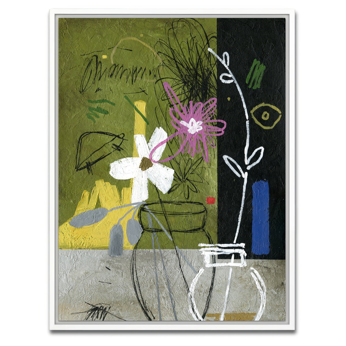 AUTO-MOCKUP WHITE | Flowers Abstract | 1 Piece | White Framed Canvas | group=3x4