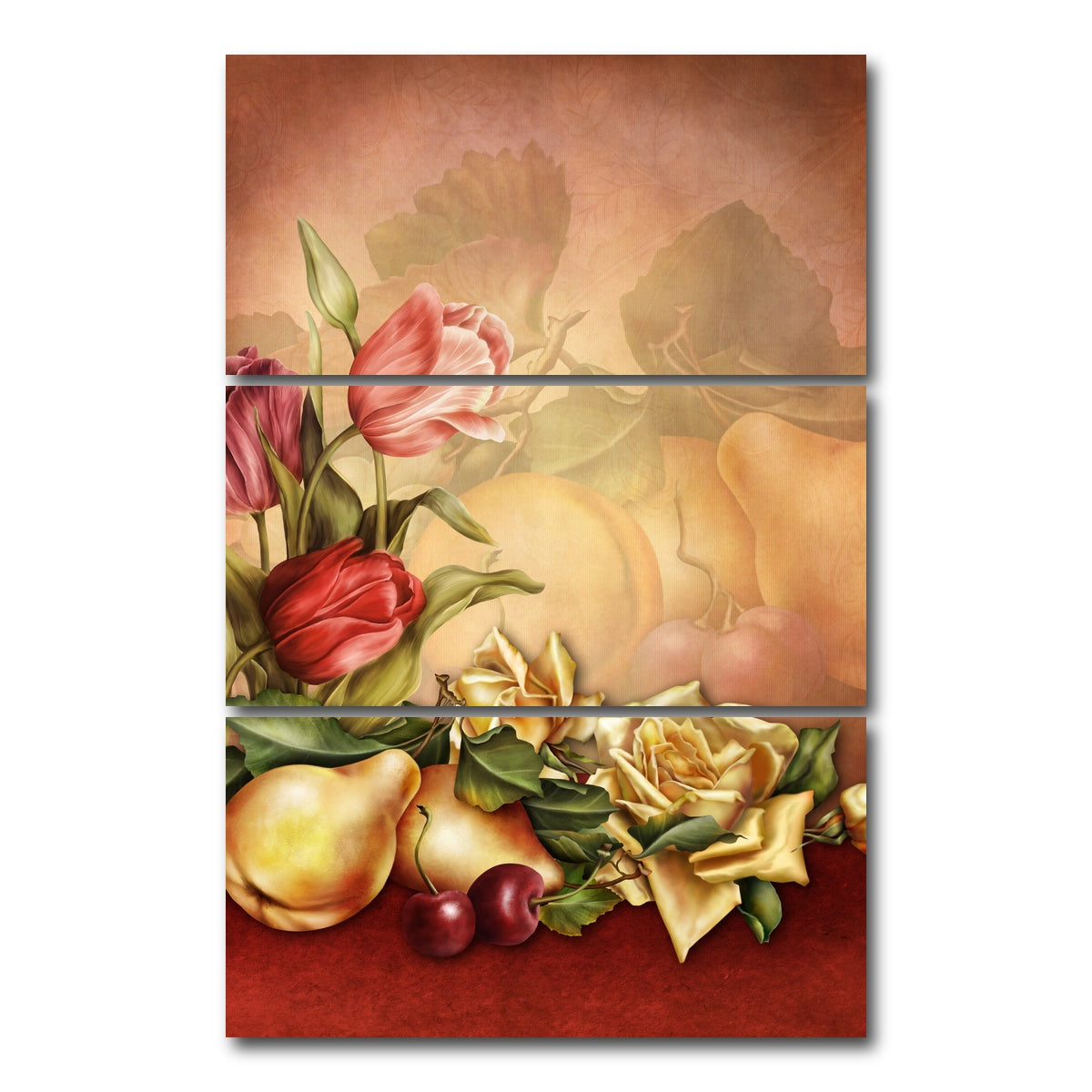 AUTO-MOCKUP WHITE | Flowers & Fruits | 3 Piece | Gallery Wrap Canvas | group=12x24_stacked