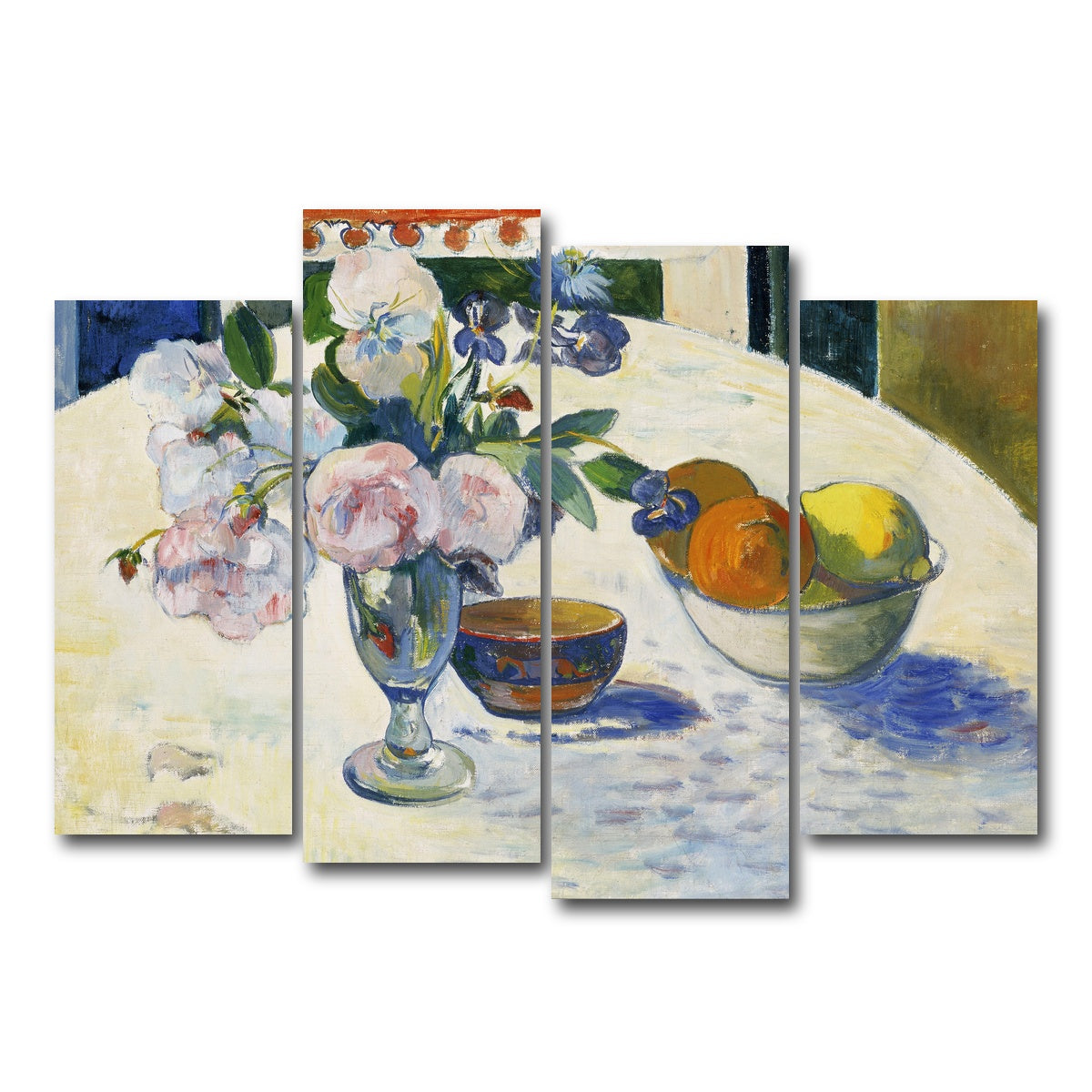 AUTO-MOCKUP WHITE | Flowers and a Bowl of Fruit on a Table | 4 Piece | Gallery Wrap Canvas | group=4_normal