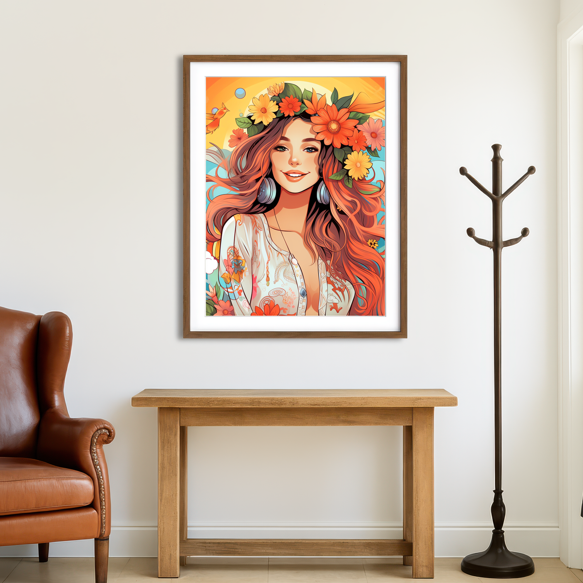 AUTO-MOCKUP ROOM | Flowers in Her Hair Wall Art