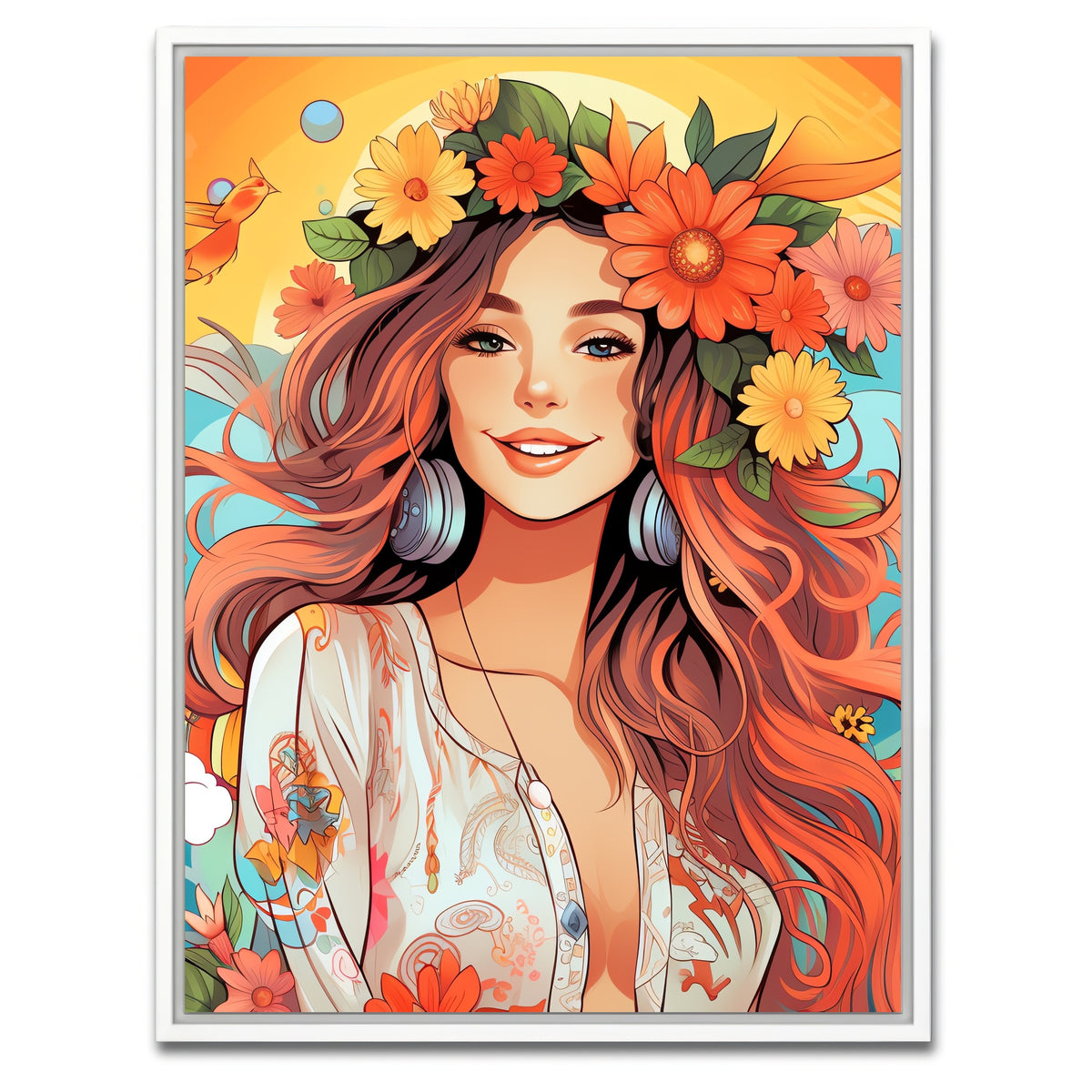 AUTO-MOCKUP WHITE | Flowers in Her Hair | 1 Piece | White Framed Canvas | group=3x4