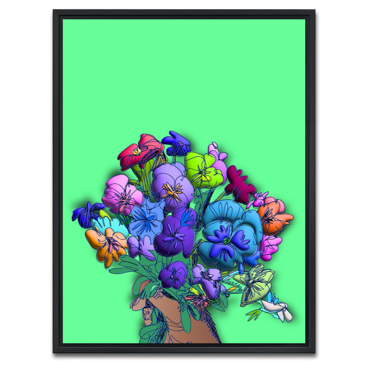 AUTO-MOCKUP WHITE | Flowers in hand | 1 Piece | Black Framed Canvas | group=3x4