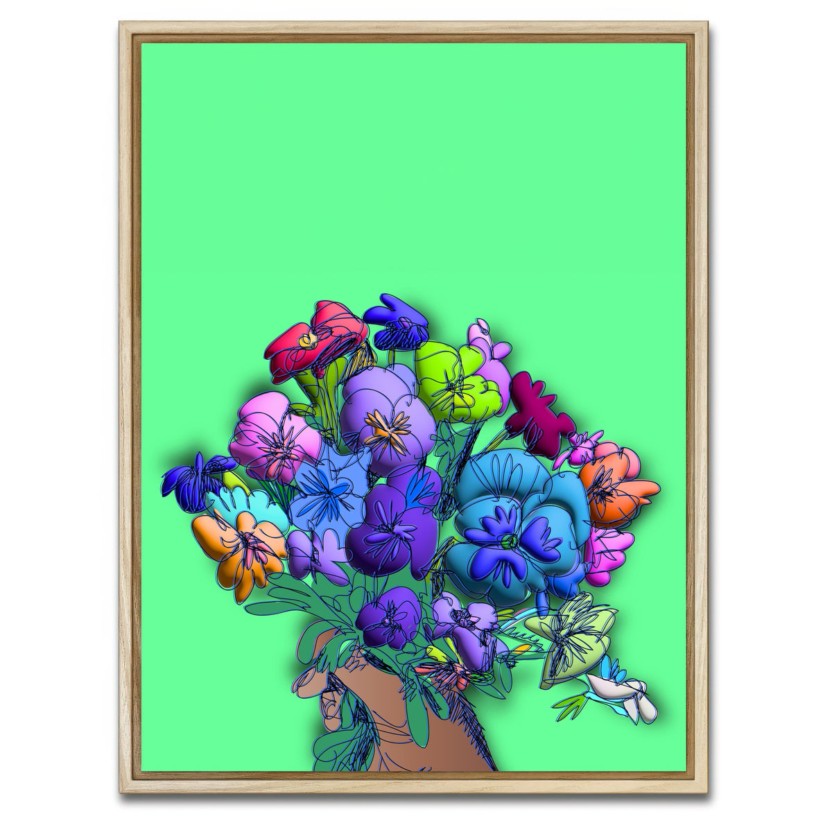 AUTO-MOCKUP WHITE | Flowers in hand | 1 Piece | Natural Framed Canvas | group=3x4