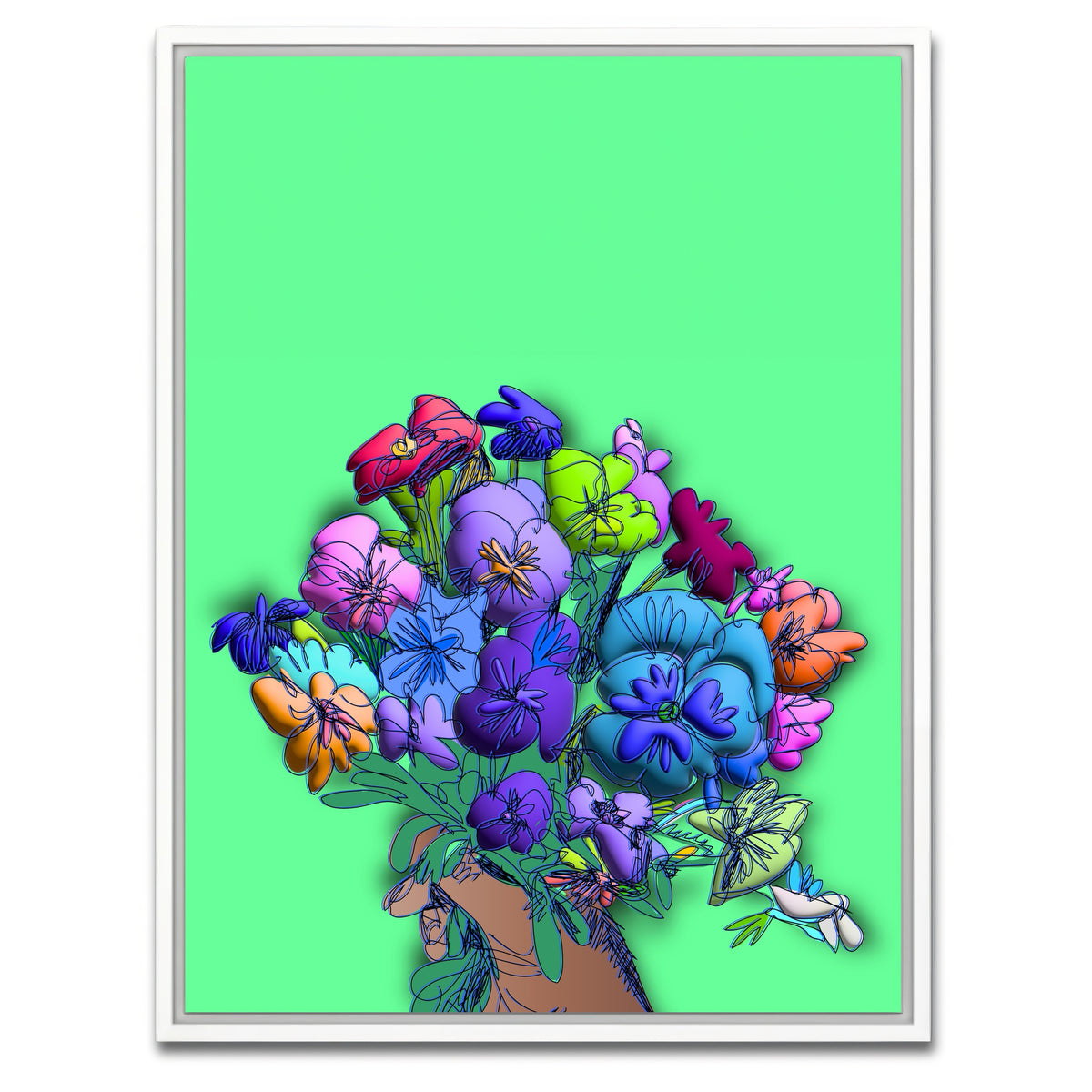 AUTO-MOCKUP WHITE | Flowers in hand | 1 Piece | White Framed Canvas | group=3x4