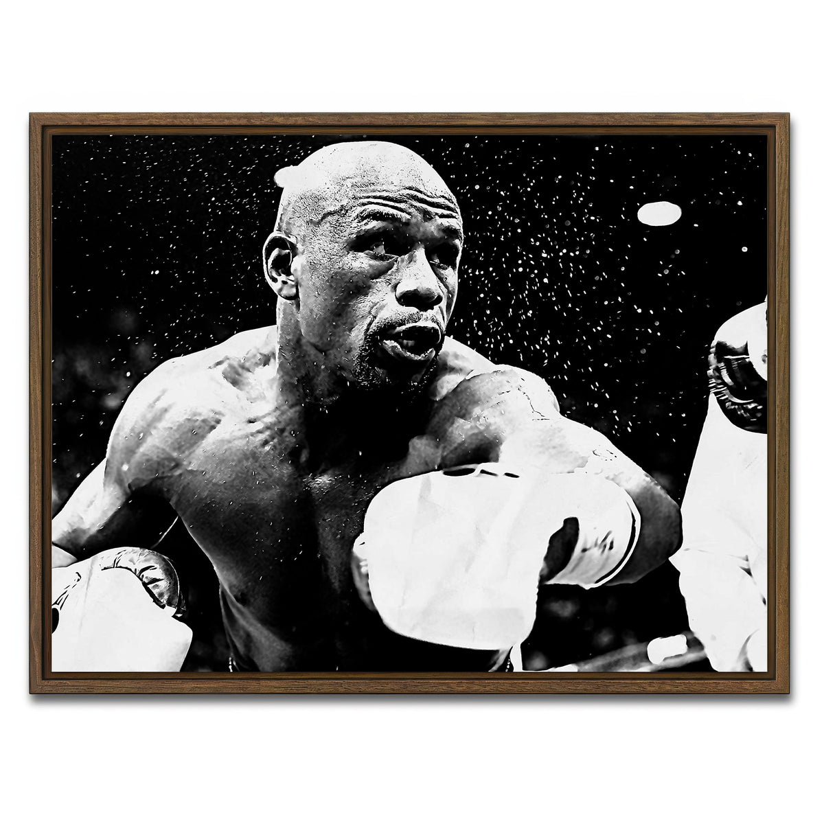 AUTO-MOCKUP WHITE | Floyd Mayweather Jr. Grayscale | 1 Piece | Walnut Framed Canvas | group=4x3