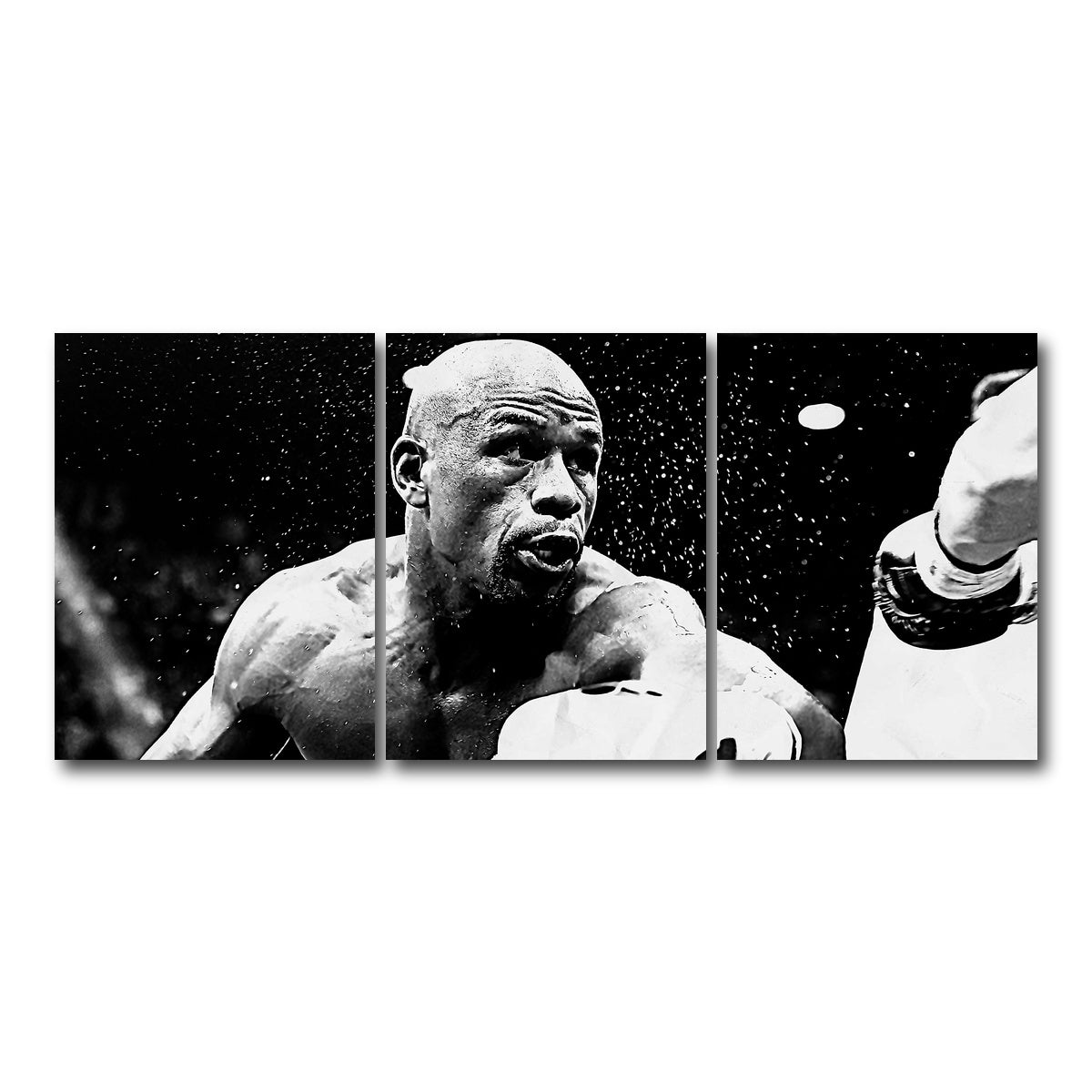 AUTO-MOCKUP WHITE | Floyd Mayweather Jr. Grayscale | 3 Piece | Gallery Wrap Canvas | group=18x24