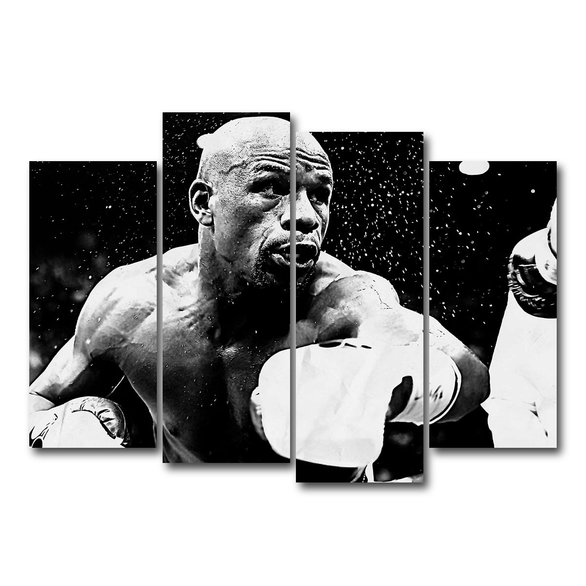 AUTO-MOCKUP WHITE | Floyd Mayweather Jr. Grayscale | 4 Piece | Gallery Wrap Canvas | group=4_normal
