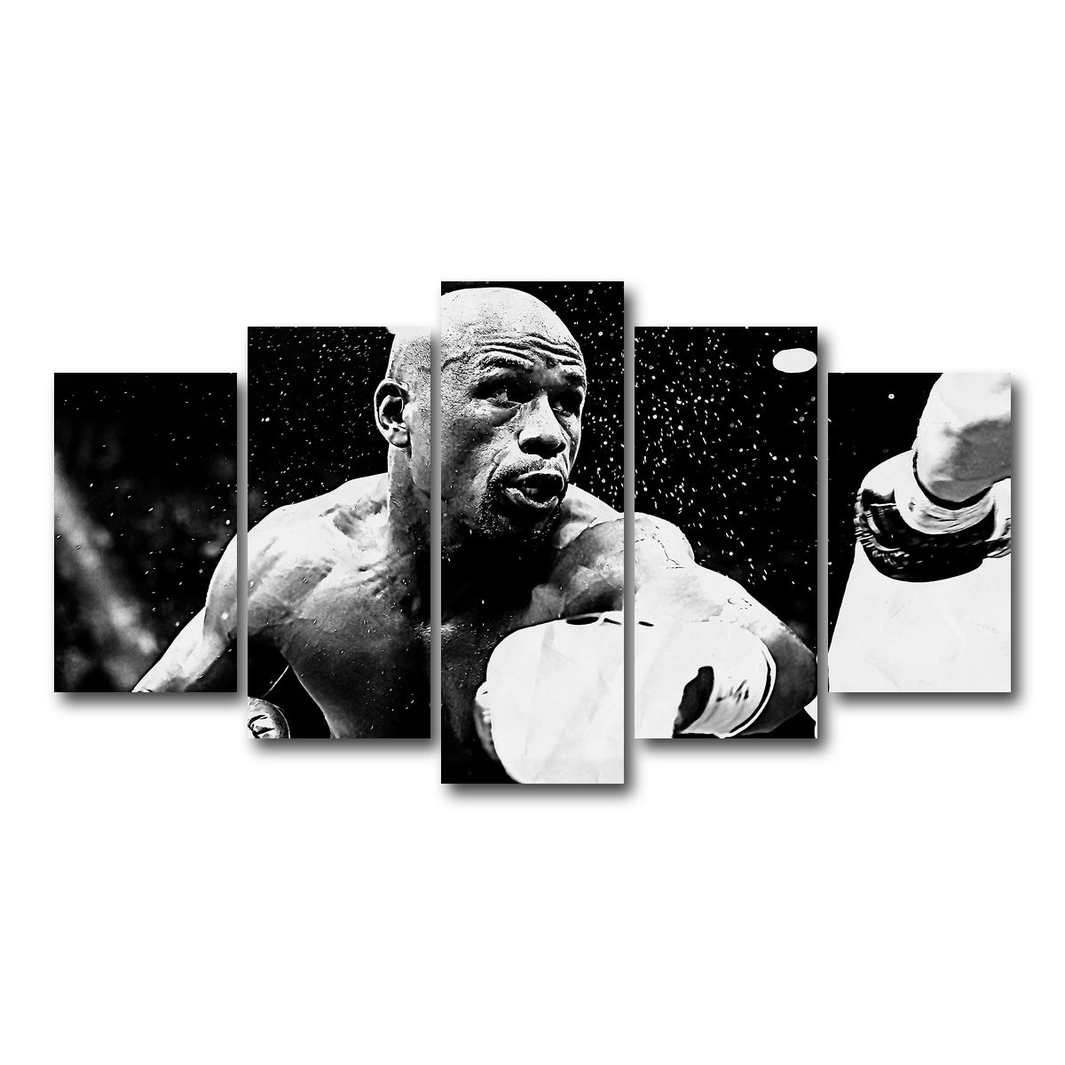 AUTO-MOCKUP WHITE | Floyd Mayweather Jr. Grayscale | 5 Piece | Gallery Wrap Canvas | group=5_normal