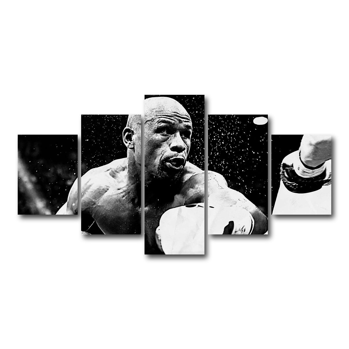 AUTO-MOCKUP WHITE | Floyd Mayweather Jr. Grayscale | 5 Piece | Gallery Wrap Canvas | group=5_short